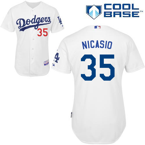 Juan Nicasio #35 MLB Jersey-L A Dodgers Men's Authentic Home White Cool Base Baseball Jersey
